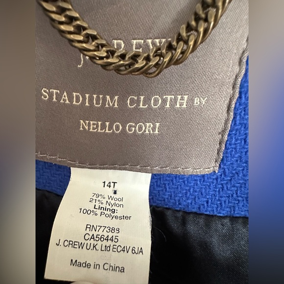 J. Crew Stadium Cloth by Nello Gori Royal Blue Wool Double Breasted Peacoat - Picture 4 of 9